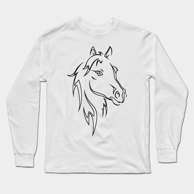 Horse Sketch Long Sleeve T-Shirt by GR-ART